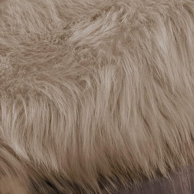 Latepis Living Room Carpet Brown Beige Large Area 6x8 Rug Washable Faux Fur Rug Fluffy Sheepskin Rugs for Bedroom Playroom Throw Rugs Home Decor Rectangle