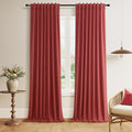 Guken Red 100% Blackout Linen Curtains 102 Inch Length 2 Panels Set for Living Room Bedroom Back Tab Thermal Insulated Black Out Drapes Room Darkening Farmhouse Window Curtains 102 Inches Long