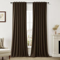 Guken Chocolate 100% Blackout Linen Curtains 102 Inch Length 2 Panels Set for Living Room Bedroom Back Tab/Rod Pocket Thermal Insulated Farmhouse Black Out Drapes Room Darkening,52x102