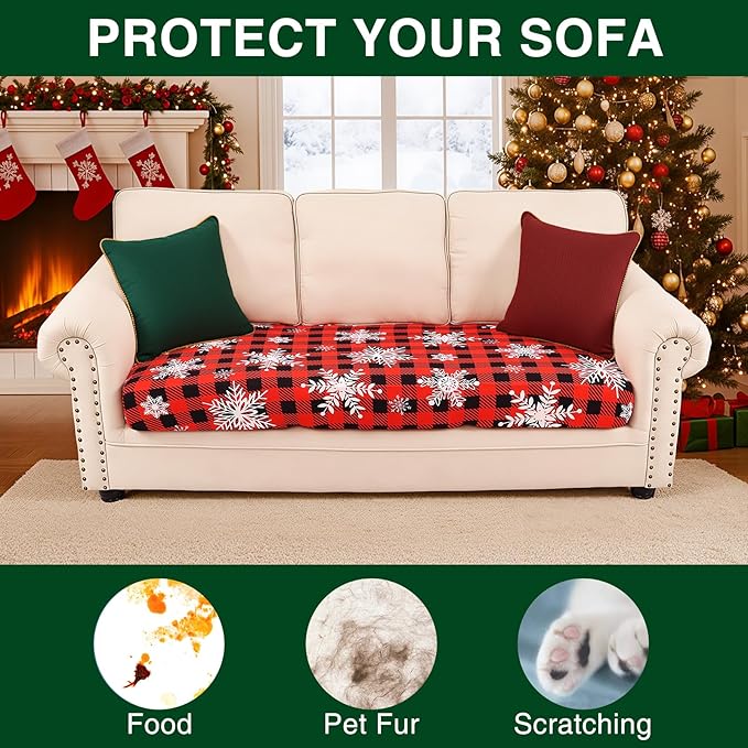 Smiry Printed Couch Cushion Covers, Stretch Soft Couch Covers for Sofa, Washable Non-Slip Sofa Slipcover Furniture Protector for Indoor and Outdoor (Large, Burgundy)