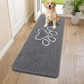 Smiry Dog Door Mat for Muddy Paws, Absorbent Dirt Trapper Non Slip Quick Dry Washable Chenille Mat for Mud Dogs, Entry Rug for Indoor and Outdoor (54x24 Inches, Dark Grey and White)