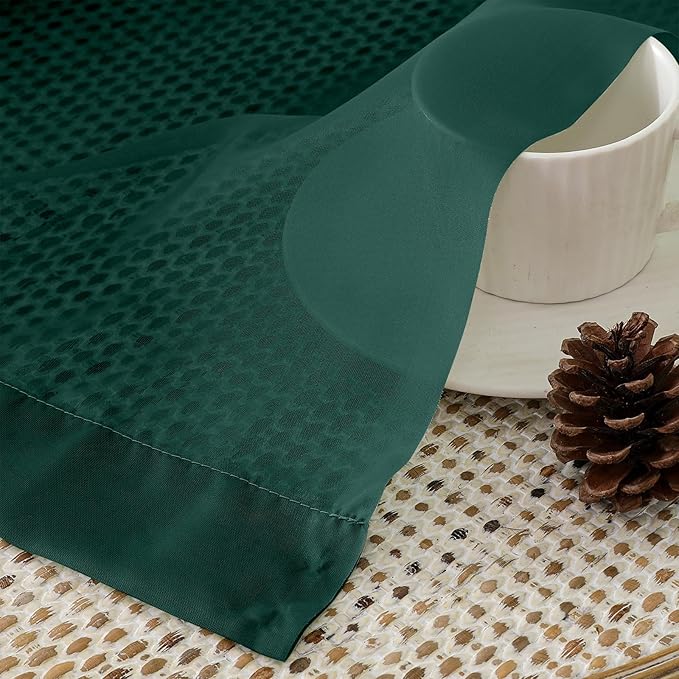 OVZME Hunter Green Sheer Curtains 96 Inches Long 2 Panels - Soft Light Filtering Window Sheer Panels for Living Room/Bedroom, Top Dual Rod Pocket, 1 Pair, Each 42Wx96L Inches