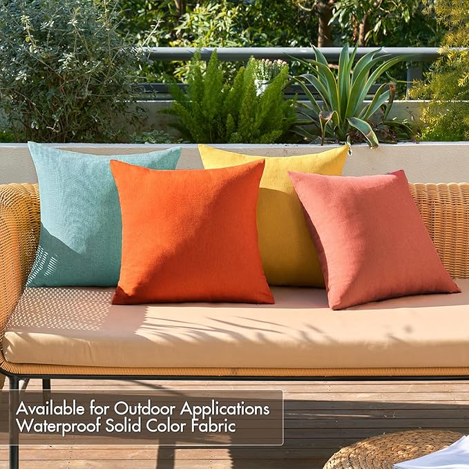 MIULEE Pack of 4 Decorative Outdoor Throw Pillow Covers Linen Waterproof Pillow Covers Farmhouse Cushion Cases for Halloween Patio Garden Tent Balcony Couch Sofa 18x18 inch Orange Teal