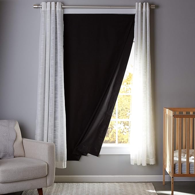 Amazon Basics Portable Blackout Curtain Shade with Suction Cups, Noise Reducing, Energy Saving, 50" W x 78"L, Black, 1-Pack