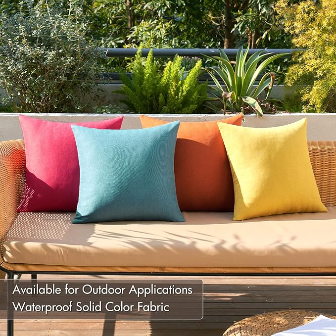 MIULEE Pack of 4 Decorative Outdoor Throw Pillow Covers Linen Waterproof Pillow Covers Farmhouse Cushion Cases for Patio Garden Tent Balcony Couch Sofa18x18 inch Red/Turquoise