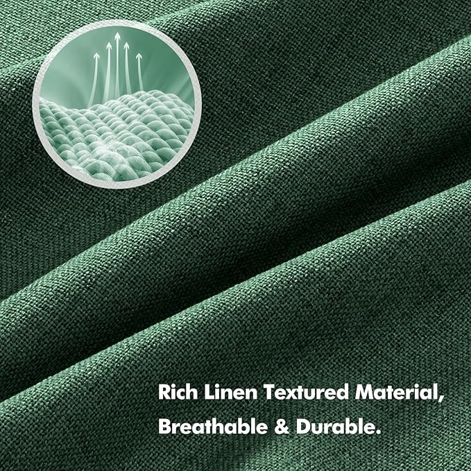 MIULEE 100% Blackout Linen Curtains for Bedroom, Christmas Emerald Green Solid Luxury Decor Thermal Insulation Room Darkening Drapes for Living Room Nursery Back Tab Rod Pocket 42 x 84 Inches 2 Panels