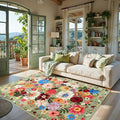 Green Living Room Rugs, Area Rugs 5x7 Rug for Bedroom Ultra-Thin Soft, Non-Slip Washable Rugs Stain Resistant Boho Rug Low-Pile Throw Rug for ‎Dining Room Office (5 x 7, Green Garden)