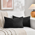 Fancy Homi 2 Packs Black Lumbar Decorative Throw Pillow Covers 20x28 Inch for Living Room Couch Bed Sofa, Rustic Farmhouse Boho Home Decor, Soft Striped Corduroy Rectangle Accent Cushion Case 50x70 cm
