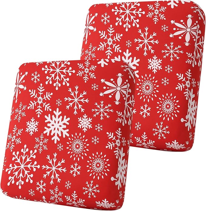 Smiry Printed Couch Cushion Covers, Stretch Soft Couch Covers for Sofa, Washable Non-Slip Sofa Slipcover Furniture Protector for Indoor and Outdoor (2 Pack, Red with White)