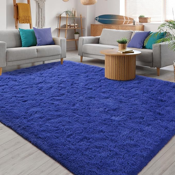 Chicrug Soft Area Rugs for Bedroom Living Room Plush Fluffy Rug 4x6 Feet, Shag Furry Area Rug Carpet Non Shedding for Nursery Children Kids Girls Room Home Decorative, Navy