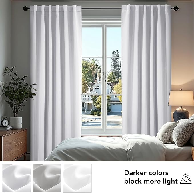 Deconovo Blackout Curtains, Thermal Insulated, W70 x L84 2 Panels, Back Tab, Machine Washable, Room-Darkening Drapes for Bedroom/Living Room Star White