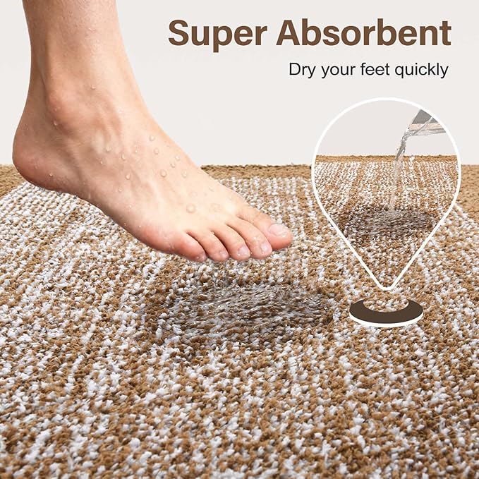 48x32 Large Bathroom Rugs Washable Non Slip, Coffee Bath Mat for Bathroom Floor Tub, Soft Absorbent Quick Dry Mats for Shower, Bathtub,Home Decor