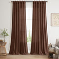 Extra Long Mocha Brown Linen Curtains 120 Inch for Living Room Rod Pocket Back Tab Light Filtering Semi Sheer Drapes Privacy High Ceiling Drapes for Vintage Rustic Farmhouse 52x120,2 Panels