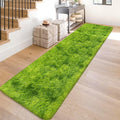 Green Tie-Dyed Runner Rug for Bedroom Fluffy Area (2x10ft)