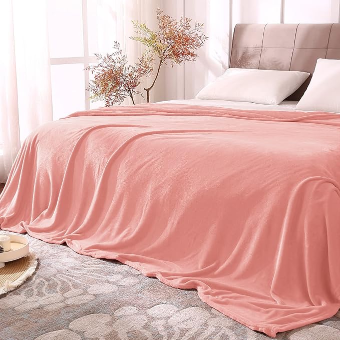 BEDELITE Fleece Blankets Queen Size Pink Throw Blankets for Bed, Luxury Plush Cozy Fuzzy Blanket 90x90 inches, Super Soft Warm Lightweight Throw Blanket All Seasons Suitable