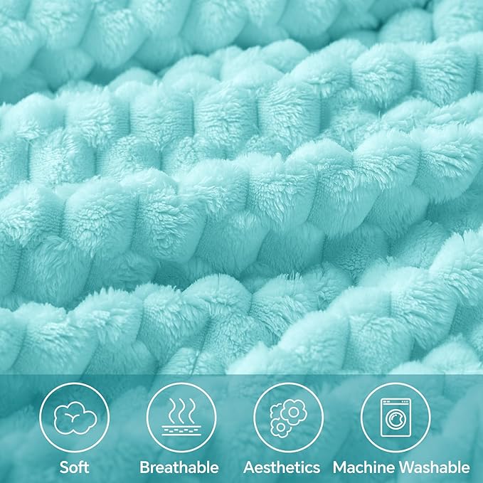 BEDELITE Fleece Blanket - 3D Jacquard Decorative Aqua Throw Blankets for Couch & Bed, Soft and Cozy Warm Plush Fluffy Blanket All Seasons Suitable, 50x60Inches