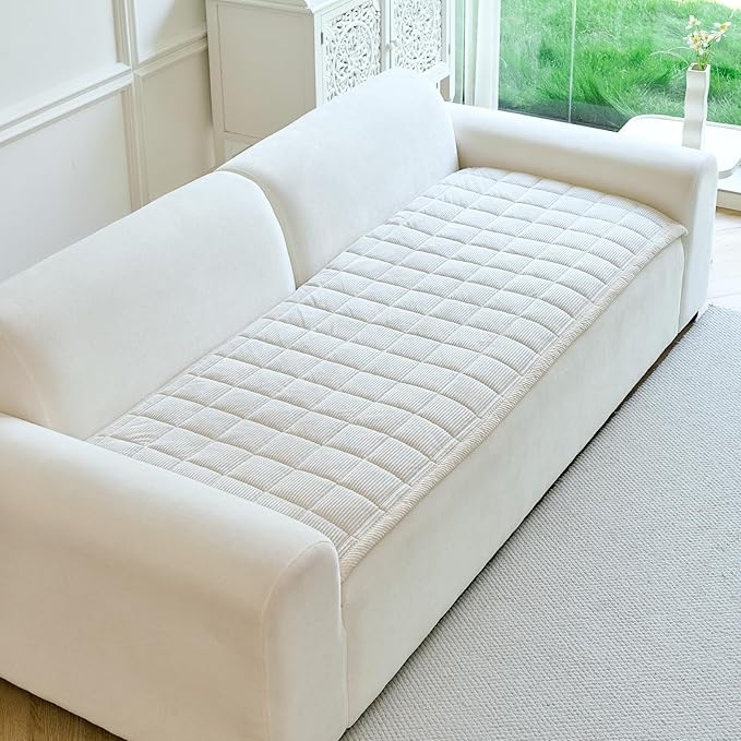 Couch Covers for Dogs Washable, Non Slip Couch Covers for Loveseat Sofa Pet Friendly, Soft Fuzzy Sofa Covers for Pet, Dog Couch Cover Furniture Protector(1PC,Beige White,27.6"x82.7")