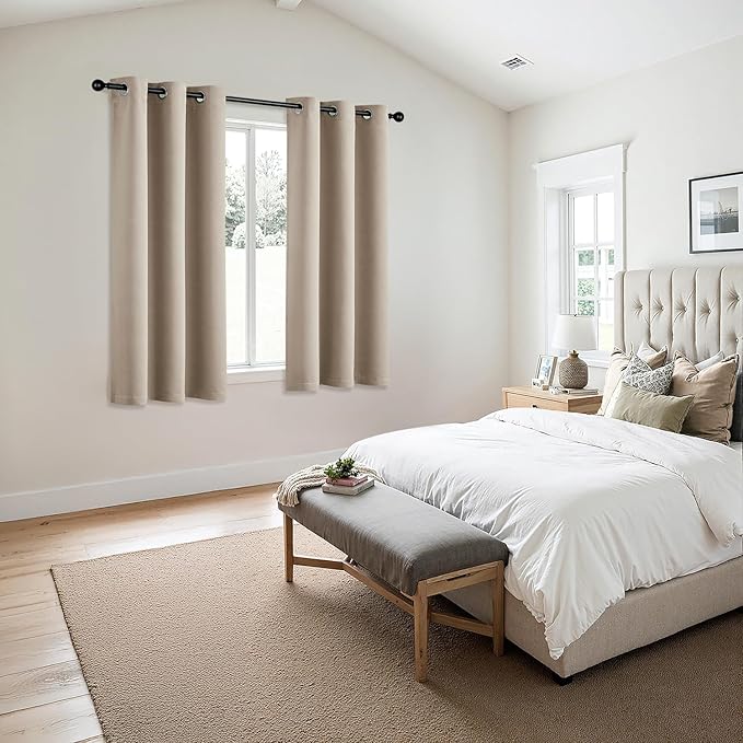 MIULEE Taupe Blackout Curtains - Bedroom Window Treatment Curtains Thermal Insulated Room Darkening Drapes for Living Room Kitchen Grommet Light Blocking Drapery, 40 x 54 Inches Long, 2 Panels