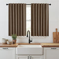 RYB HOME Coffee 100% Blackout Short Curtains 52 Width 45 inch Length, Light Blocking & Thermal Insulated Curtains for Kitchen/Small Window/Bathroom/Basement, 2 Panels