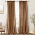 Brown Curtains for Living Room Back Tab Modern Farmhouse Semi Sheer Curtains 84 inches Long 2 Panels Set Muted Neutral Window Curtain for Dining Room Bedroom 52x84