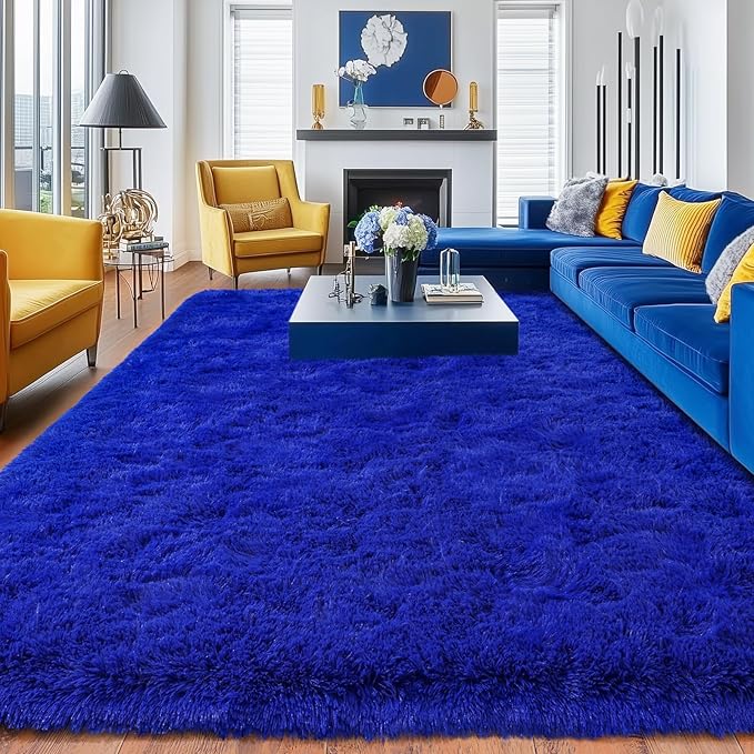 Rugs for Living Room 6x9, Soft Shaggy Modern Shag Area Rug for Bedroom, Upgrade Non-Slip Plush Fluffy Carpet for Kids Boys Girls Room Home Decor Aesthetic, Royal Blue