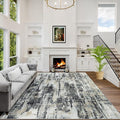 4x6 Area Rugs Washable Rug: Modern Abstract Living Room Rug Soft Anti-Skid Thin Carpet Indoor Floor Non-Shedding Carpets for Bedroom Dining Room Farmhouse Nursery Home Office Black Grey Gold