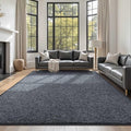 FinRèc 7x10 Washable Area Rugs for Bedroom Living Room, Low Pile Thin Rug Solid Color, Non-Slip Carpet Indoor for Home Decor (Grey)