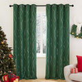 Deconovo Green Curtains, Christmas Blackout Drapes, Thermal Insulated Soundproof Drape, Wave Line Dot Foil Print, 52 x 108 Inch, 2 Panels, Machine‑Washable Window Panel for Living Room Kitchen Nursery
