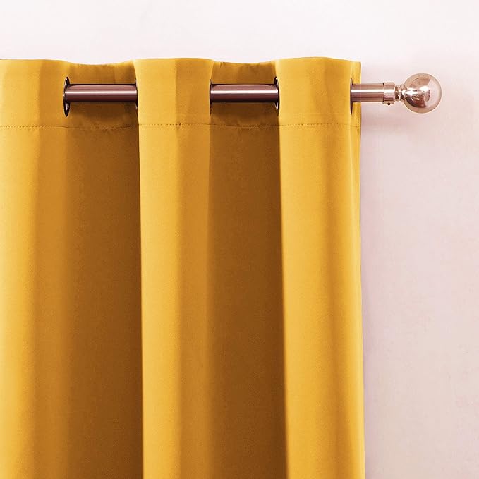 LEMOMO Yellow Thermal Blackout Curtains/52 x 54 Inch/Set of 2 Panels Room Darkening Curtains for Bedroom