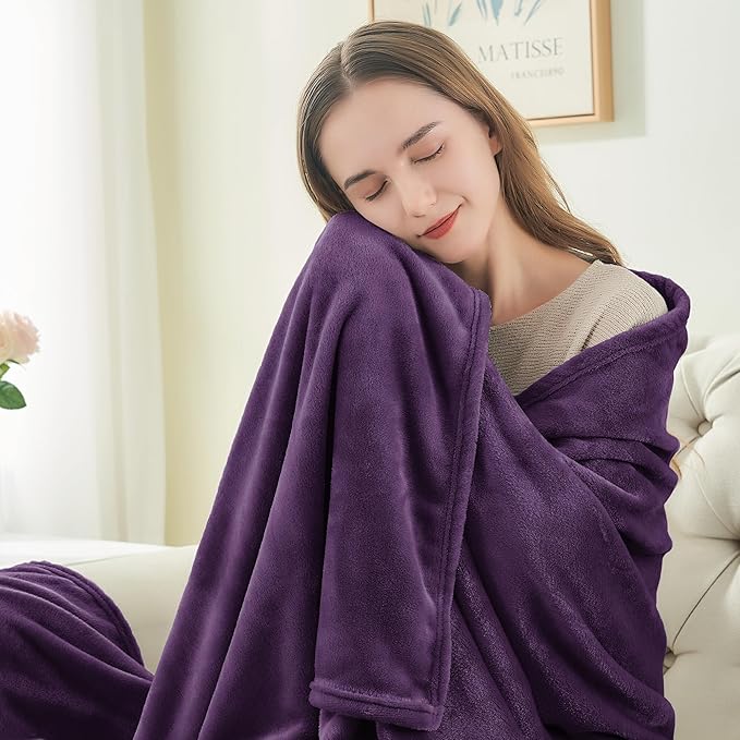 BEDELITE Fleece Blanket Twin Size Purple Throw Blankets for Couch & Bed, Luxury Plush Cozy Fuzzy Blanket 60x80 inches, Super Soft Warm Lightweight Throw Blanket for Travel Camping