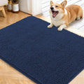 OLANLY Dog Door Mat for Muddy Paws 40x32, Absorbs Moisture and Dirt, Absorbent Non-Slip Washable Doormat, Quick Dry Chenille Mud Mat for Dogs, Entry Indoor Entryway Carpet for Inside Floor, Dark Blue