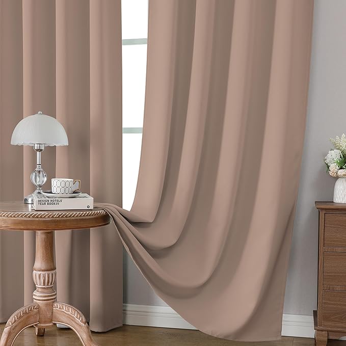 CUCRAF Khaki Blackout Curtains Customize, Rod Pocket Room Darkening Curtain for Bedroom Living Room, Thermal Insulated Window Drapes 1 Panel (Custom Size, Color)