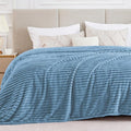 BEDELITE King Size Blanket for Bed, 300GSM Soft & Warm Fleece Blanket, Decorative and Giftable Striped Light Blue Blankets for Women, Men, 108"x90"