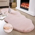Ashler HOME DECO Ultra Soft Faux Rabbit Fur Chair Couch Cover Area Rug for Bedroom Floor Sofa Living Room Pink 2 x 6 Feet
