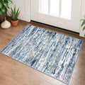 Lansny Modern Abstract Entryway Rug Indoor 2x3 Washable Rug Non-Slip Soft Small Area Rug Grey Blue White Kitchen Mats Thin Print Faux Wool Floor Carpet Throw Rugs for Entrance Bedroom Home Decor