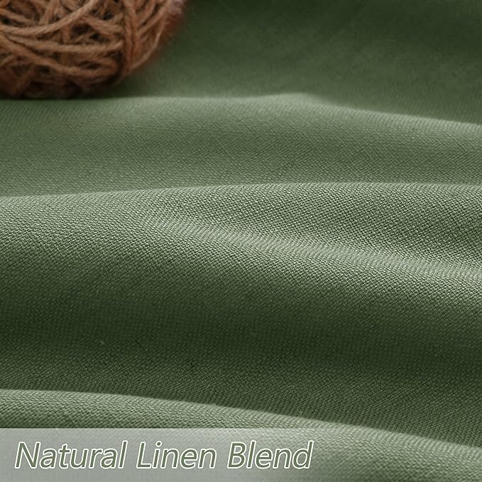 Guken Olive Green 100% Blackout Curtains 108 Inch Length 2 Panels Set for Living Room Bedroom Back Tab Thermal Insulated Black Out Linen Drapes Room Darkening Window Curtains 52x108