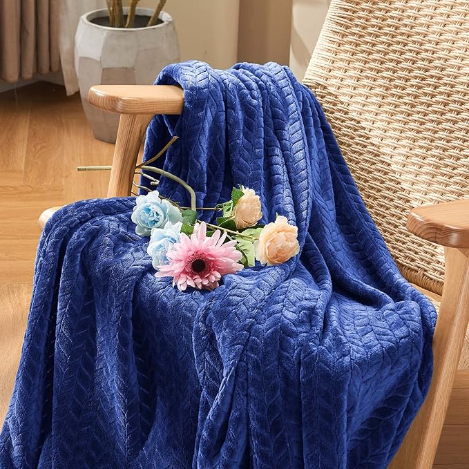 inhand Royal Blue Throw Blanket, Super Soft Fuzzy Blanket for Couch Sofa Bed Office, Cozy Plush Fleece Blanket Throw Size, Washable Lightweight Flannel Blankets Throw for All Season, 50x60 Inches