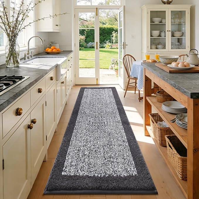 70x24 Long Bathroom Rugs Washable Non Slip, Dark Grey Bath Mat for Bathroom Floor Tub, Soft Absorbent Quick Dry Mats for Shower, Bathtub,Home Decor