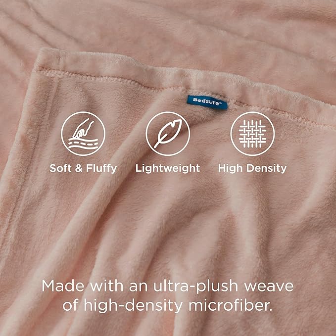 Bedsure GentleSoft Fleece Throw XL Blanket Dusty Pink - 300GSM Soft Lightweight Plush Cozy Blankets for Bed, Sofa, Couch, Travel, Camping, 50x70 inches