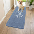 Smiry Dog Door Mat for Muddy Paws, Absorbent Dirt Trapper Non Slip Quick Dry Washable Chenille Mat for Mud Dogs, Entry Rug for Indoor and Outdoor (47x24 Inches, Airy Blue and White)