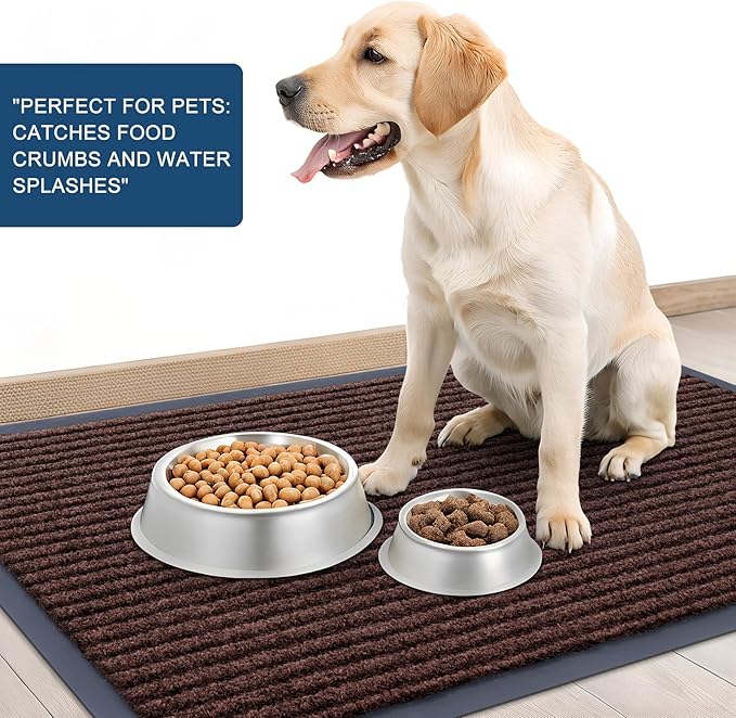 OLANLY Front Door Mat Indoor Outdoor Entrance, Waterproof Heavy Duty Doormat, Fade Resistant, Low Profile, Easy Clean Patio Porch Welcome Floor Mats for Entry, 47x17, Brown