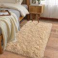 Soft Runner Rugs for Bedroom Hallways, 2x4 Beige Fluffy Shag Throw Area Rug Non Slip for Bedside Dorm, Long Shaggy Furry Carpet for Nursery Living Room