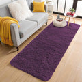 OLANLY 2x8 Machine Washable Runner Rugs for Hallway, Soft Fluffy Shaggy Bedside Rugs for Bedroom, Living Room, Indoor Floor Carpet for Kids Girls and Boys, Home Decor Aesthetic, Dark Purple