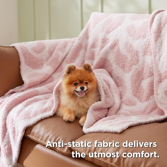 Bedsure Leopard Throw Blanket for Couch, Knit Plush Throw Blanket - Super Soft, Cozy & Warm GentleSoft, Breathable & Lightweight for Bed & Sofa, Leopard Pink, 60x80 Inches