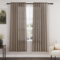 Nanspring Dark Taupe Semi Sheer Curtains 72 Inches Long 2 Panels Set for Bedroom Back Tab Rod Pocket Light Filtering Privacy Drapes Cotton Linen Textured Farmhouse Living Room Curtain 52X72 Inches