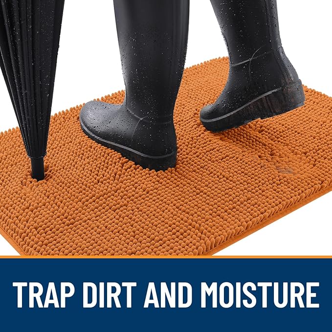 OLANLY Dog Door Mat for Muddy Paws 59x32, Absorbs Moisture and Dirt, Absorbent Non-Slip Washable Doormat, Quick Dry Chenille Mud Mat for Dogs, Entry Indoor Entryway Carpet for Inside Floor, Clay