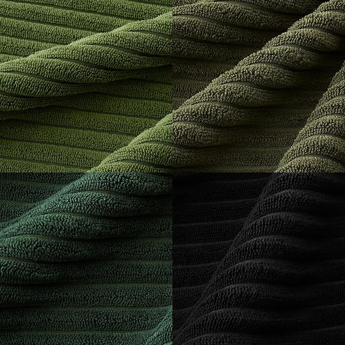 MIULEE Boho Farmhouse Throw Pillow Covers 18x18 Inch Set of 4 Mordern Neutral Green Cushion Covers Soft Corduroy Nordic Home Decor for Spring Couch Bed Sofa Living Room Green-Black