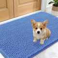 OLANLY Dog Door Mat for Muddy Paws 24x16, Absorbs Moisture and Dirt, Absorbent Non-Slip Washable Doormat, Quick Dry Chenille Mud Mat, Entry Indoor Entryway Carpet for Inside Floor, Cornflower Blue