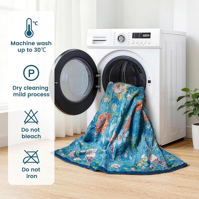 MSGKV Boho Throw Blanket for Bed 60"x80" Cotton Couch Blanket with Floral and Bird Spring Breathable Lightweight Farmhouse Twin Size Decorative Blankets for Sofa Muslin All Seasons