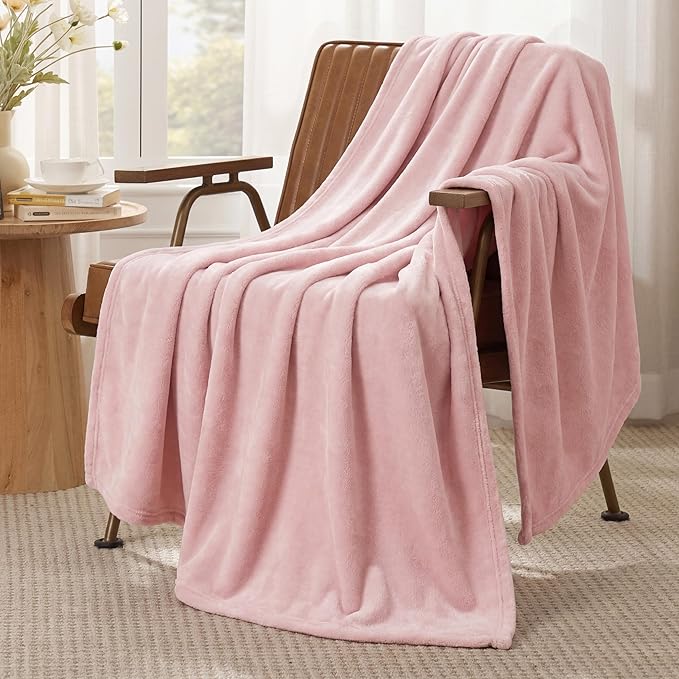 Bedsure GentleSoft Pink Throw Blanket for Couch - 300GSM Soft Cozy Fleece Blankets for Home Decor Gifts, 50x60 Inches